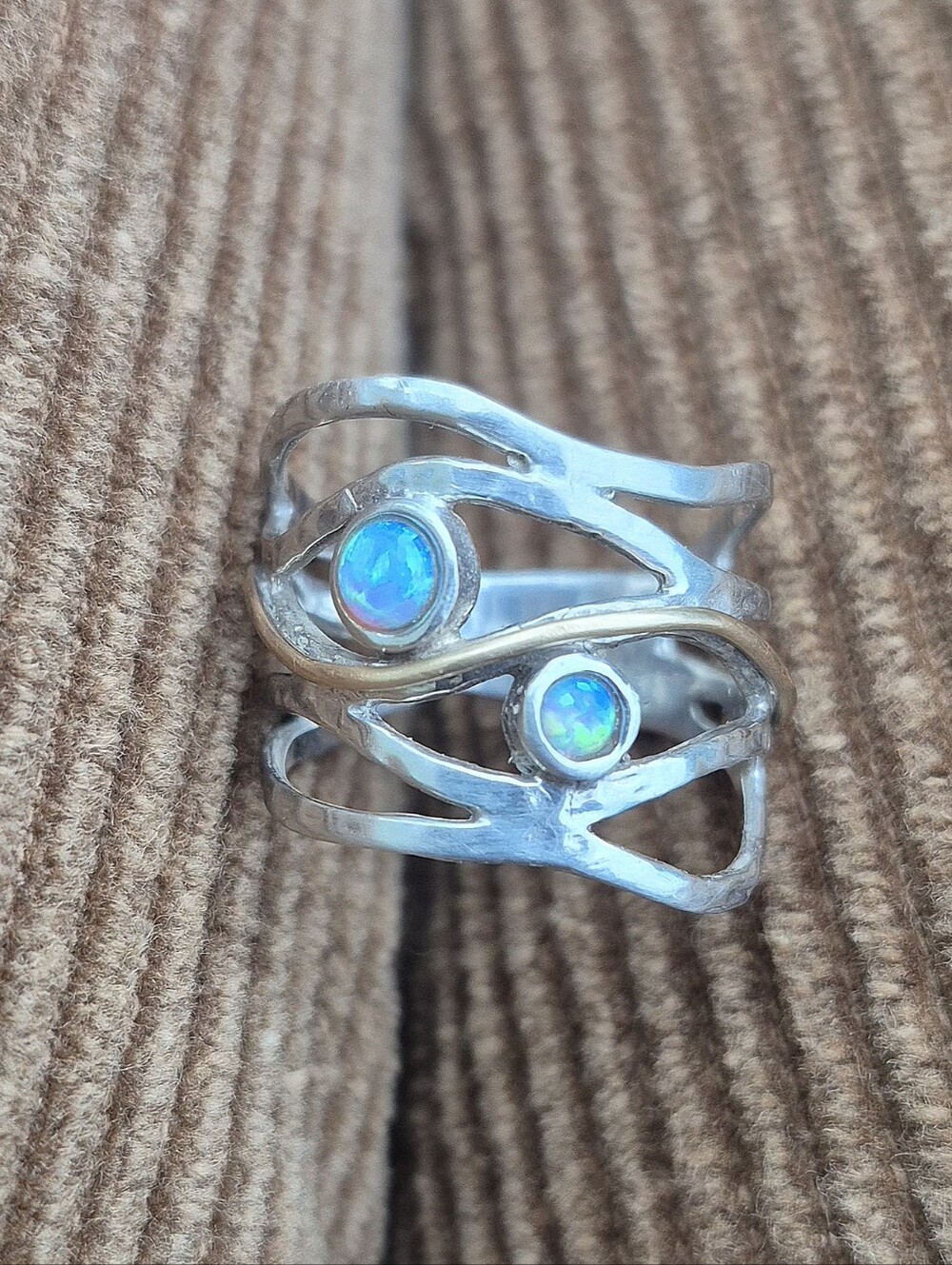 Vintage Sterling Silver Opal Ring Size 8